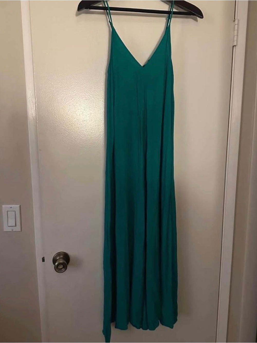 Zara Teal V-Neck Spaghetti Strap Maxi Dress